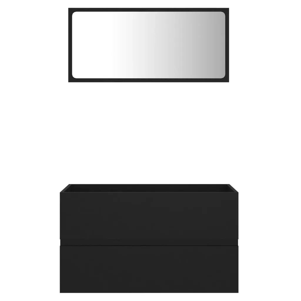 2 Piece Bathroom Furniture Set Black Chipboard