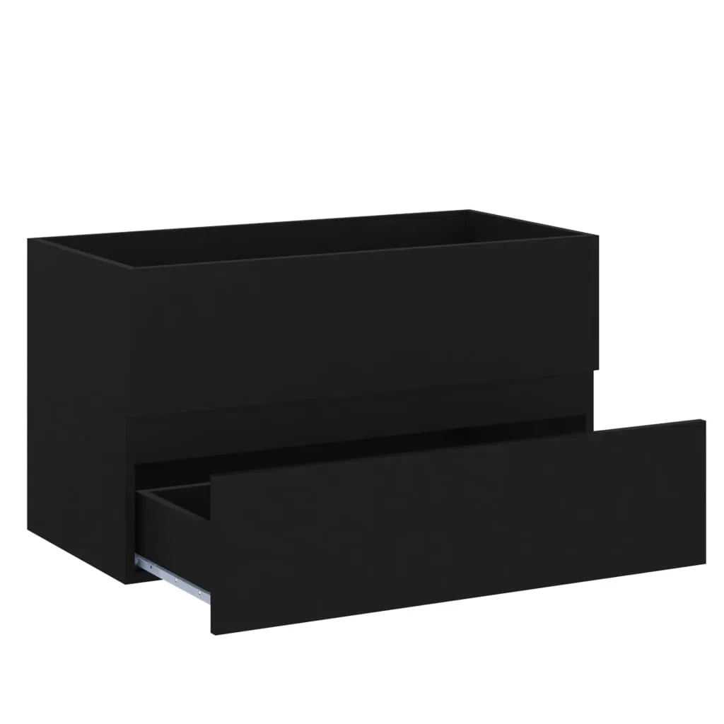 2 Piece Bathroom Furniture Set Black Chipboard