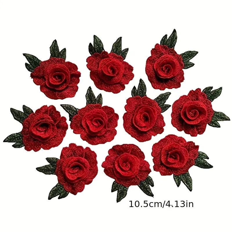 5 Rose Embroidered Applique Cloth Stickers for Clothing and Accessories