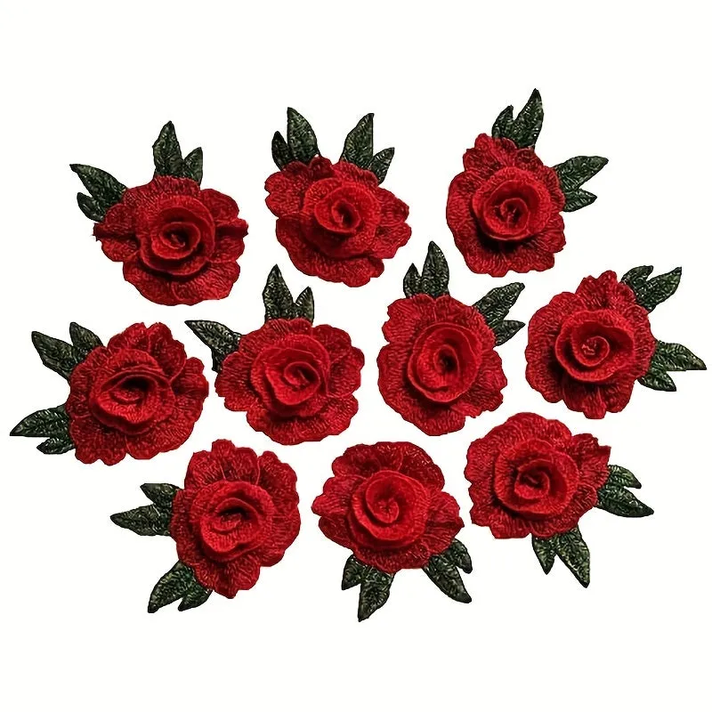 5 Rose Embroidered Applique Cloth Stickers for Clothing and Accessories