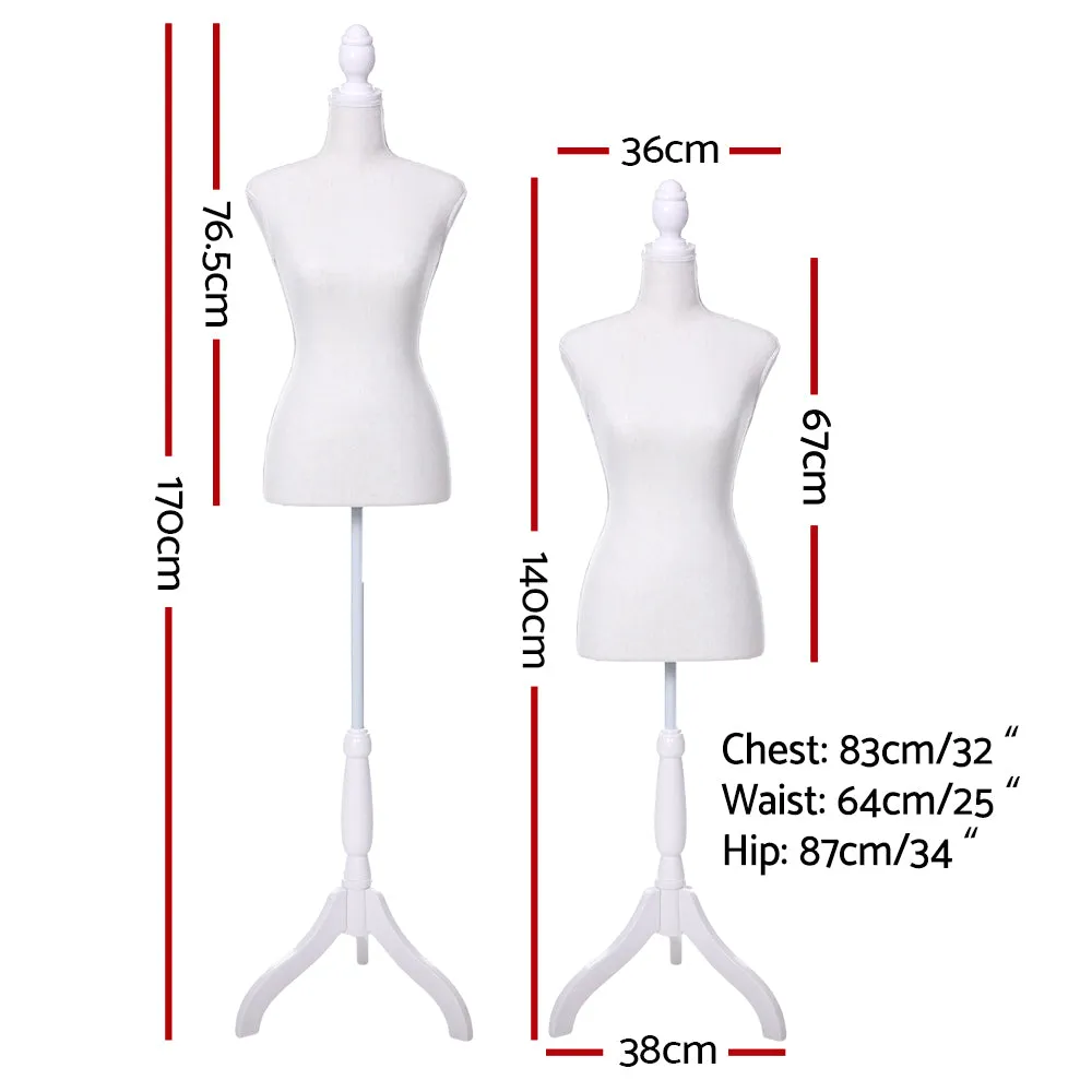Adjustable Pinnable Female Mannequin 170cm Canvas Cover Tailor White