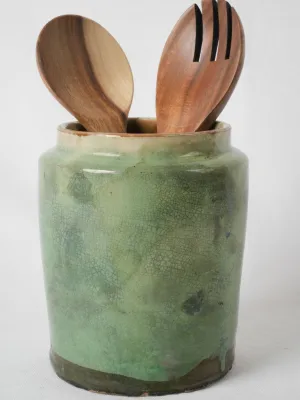 Antique French pale green glazed terracotta vase 6¾"