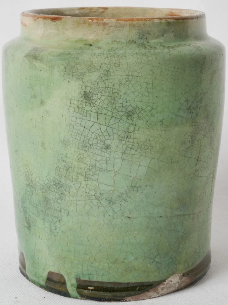 Antique French pale green glazed terracotta vase 6¾"