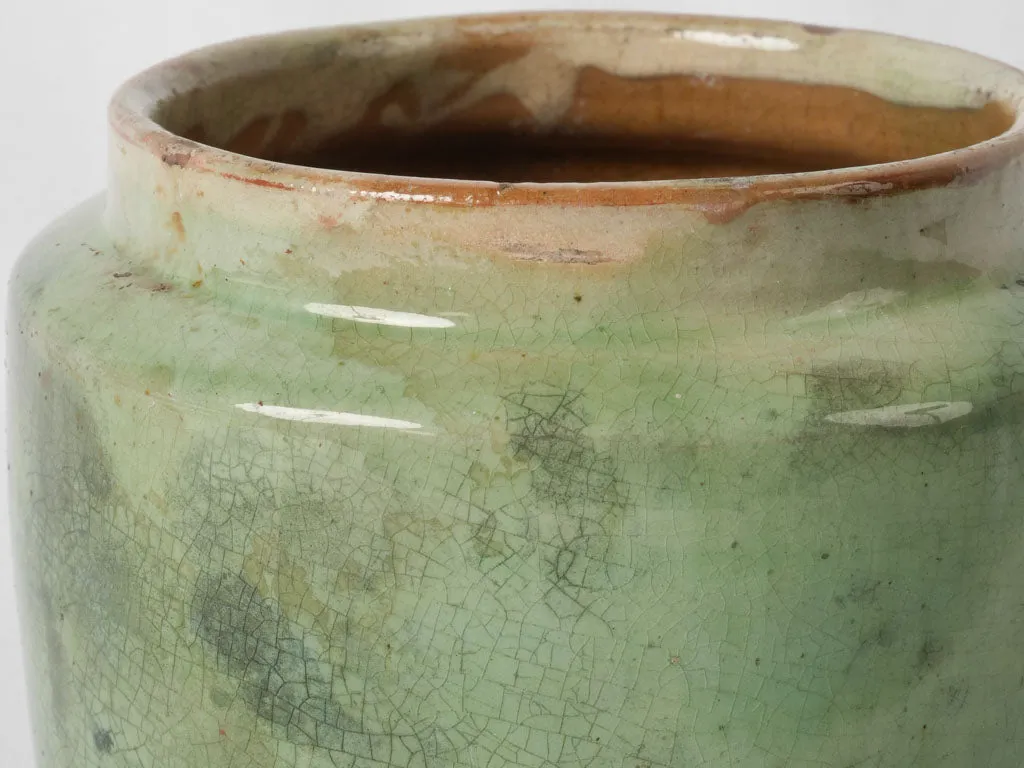 Antique French pale green glazed terracotta vase 6¾"