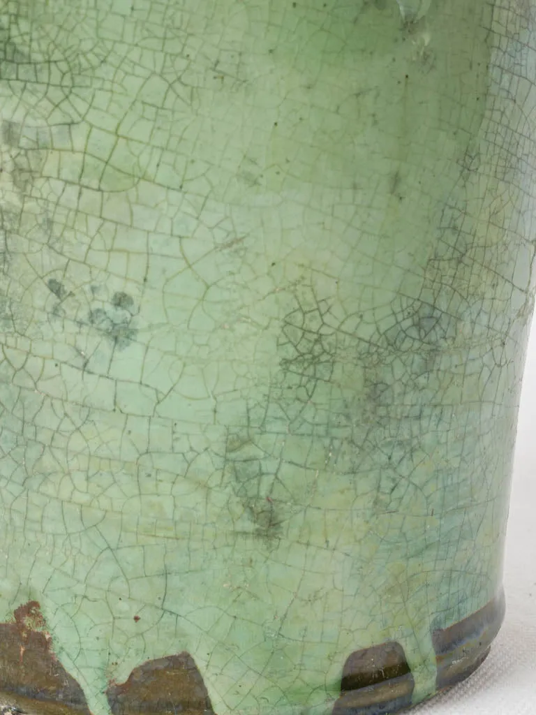 Antique French pale green glazed terracotta vase 6¾"