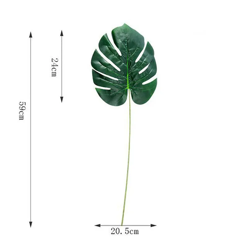 Artificial Green Monstera Palm Leaf Fake Plant Long Branch Tropical Green Plant Garden Living Room Bedroom Balcony Decoration