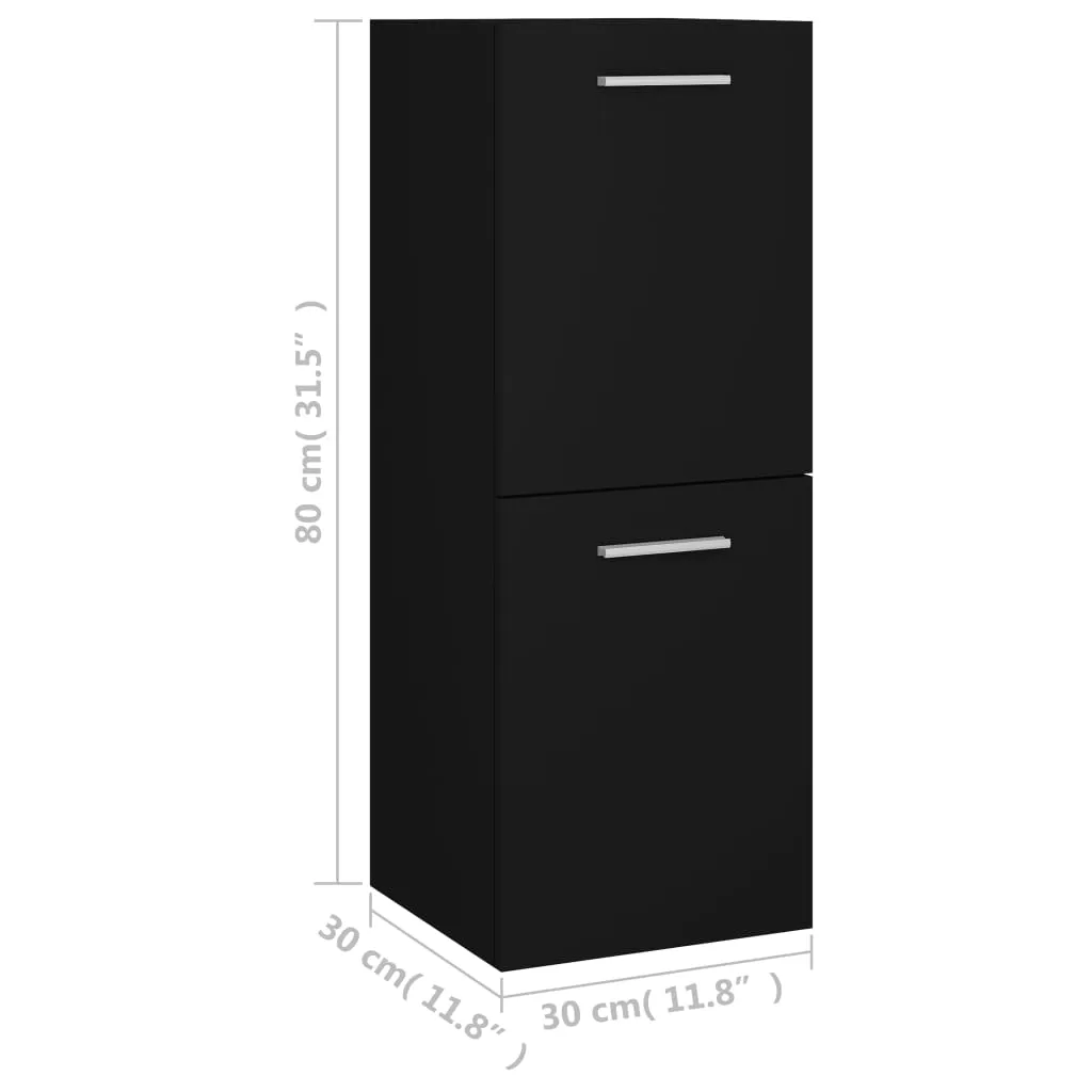 Bathroom Cabinet Black 30x30x80 cm Chipboard