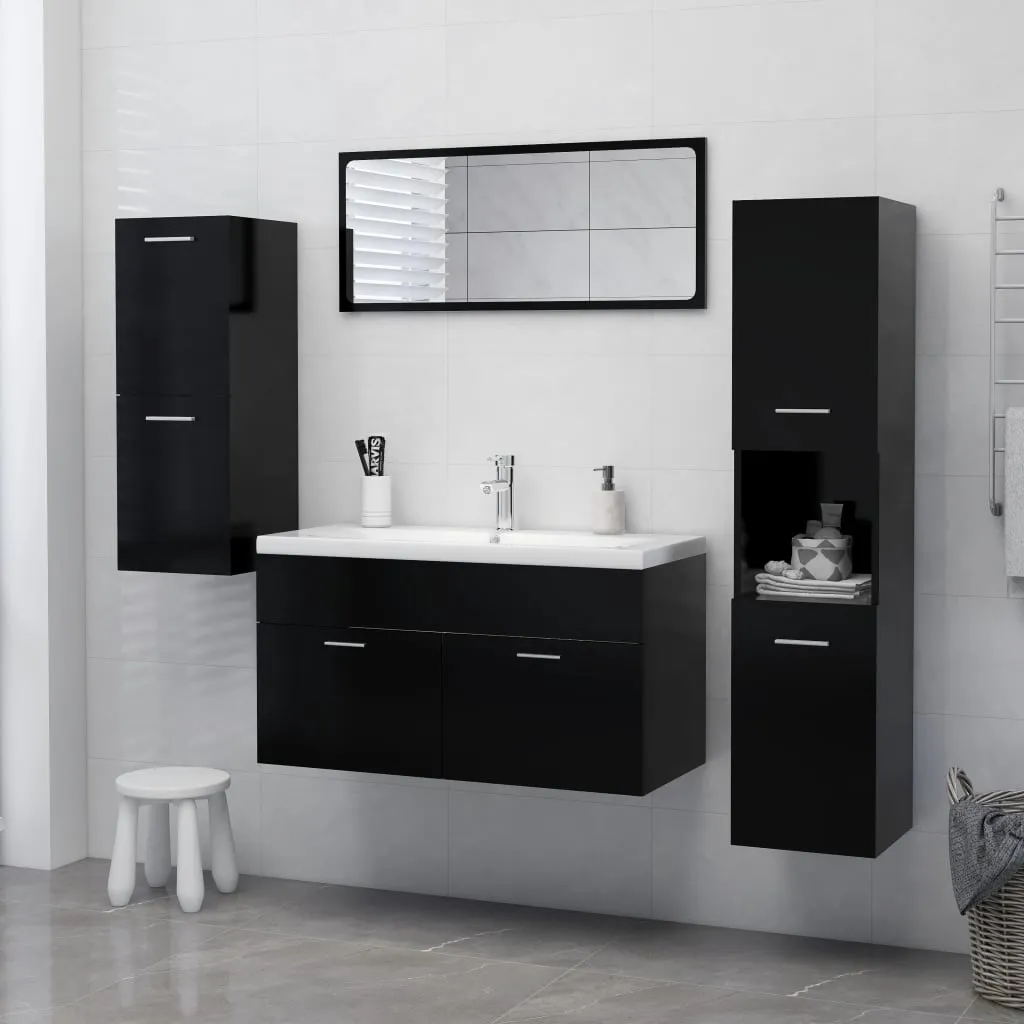Bathroom Cabinet Black 30x30x80 cm Chipboard