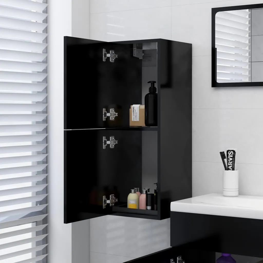 Bathroom Cabinet Black 30x30x80 cm Chipboard