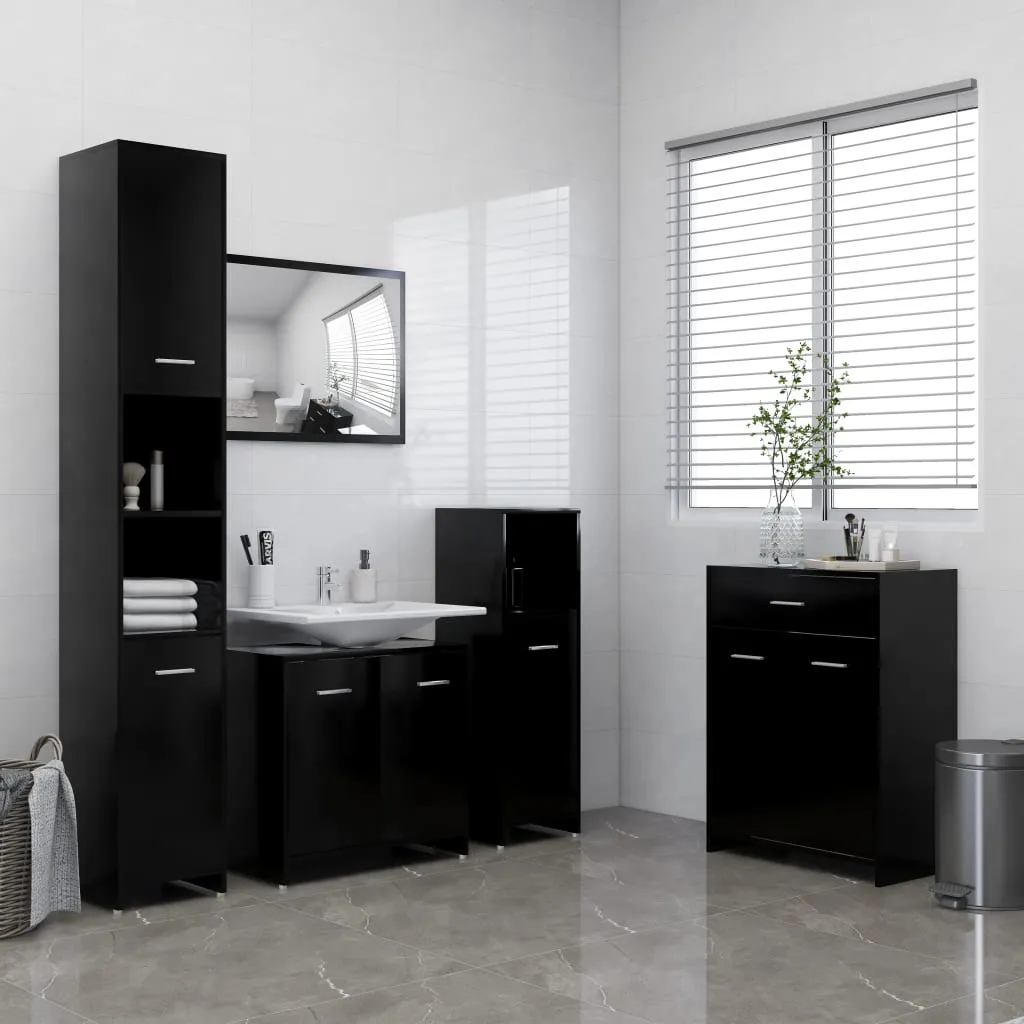 Bathroom Cabinet Black 60x33x80 cm Engineered Wood