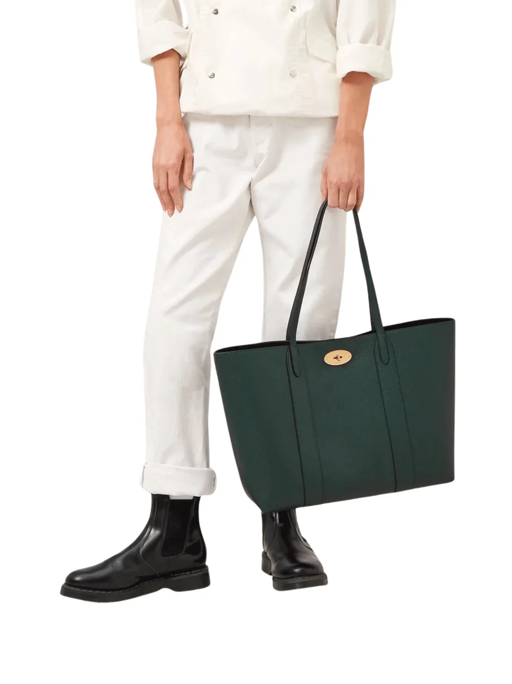 Bayswater Tote Mulberry Green Small Classic Grain