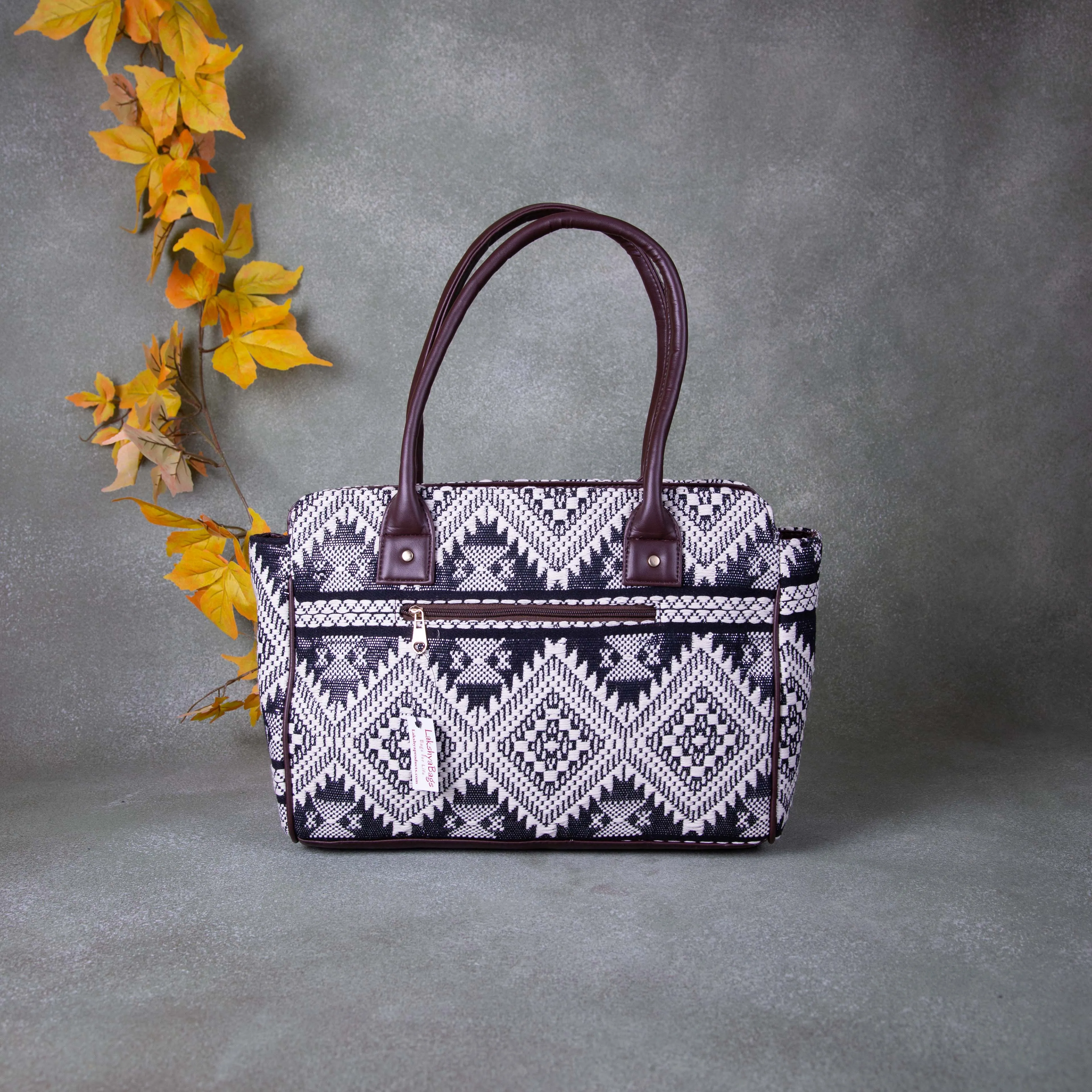 Biz Laptop Totes White with Blue Colour Big Diamond Design.