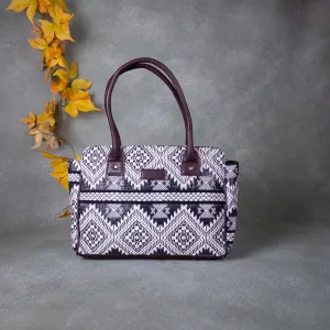 Biz Laptop Totes White with Blue Colour Big Diamond Design.