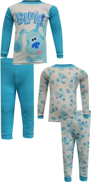 Blue's Clues Classic Blue Cotton Toddler 4 Piece Pajamas