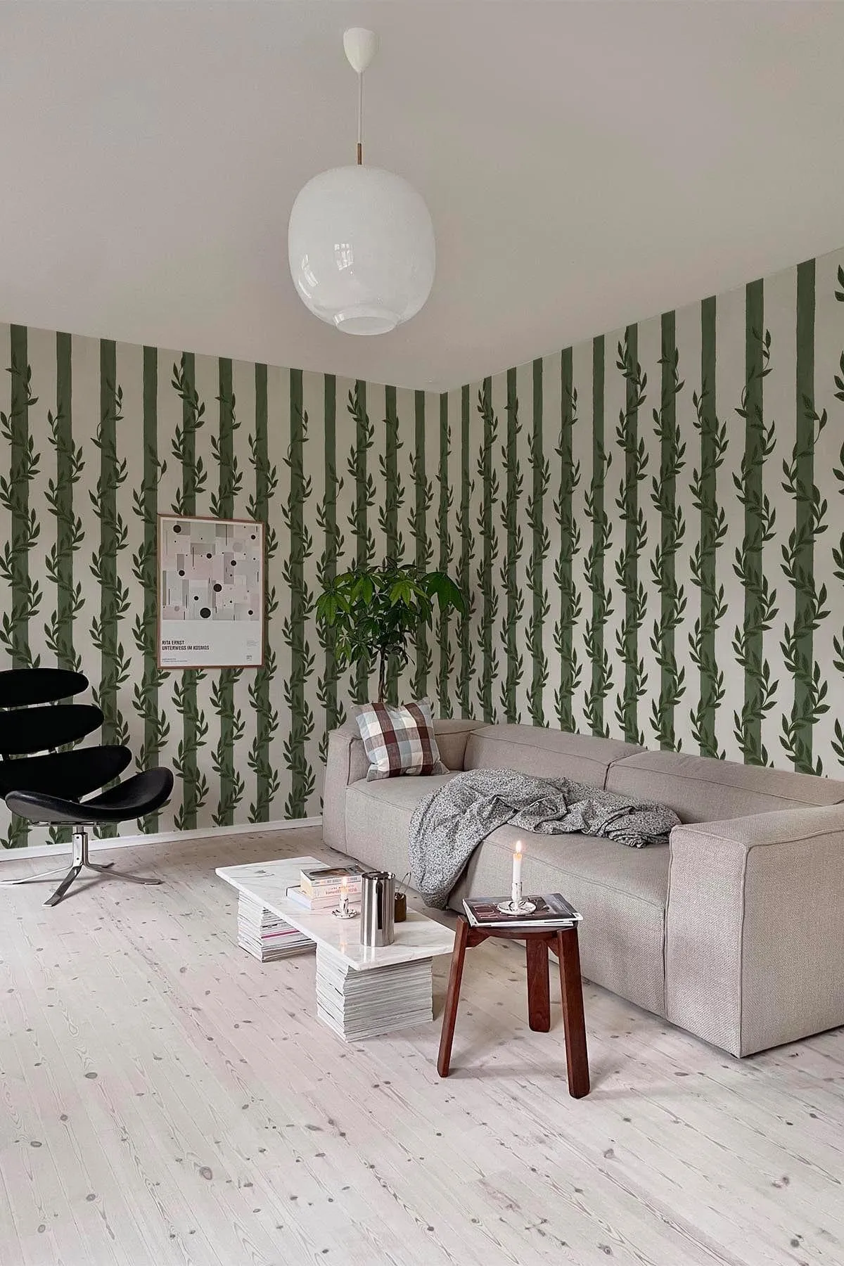 Botanical Stripe Dark Green
