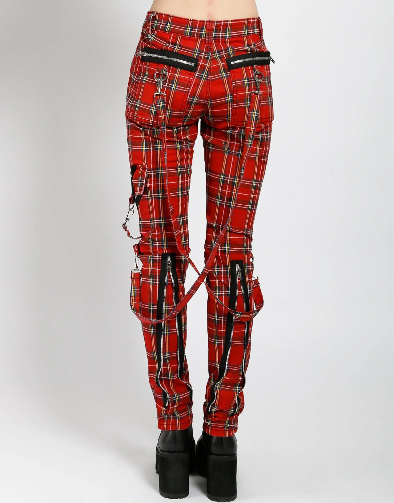 CLASSIC SLIM LEG BONDAGE PANT RED PLAID