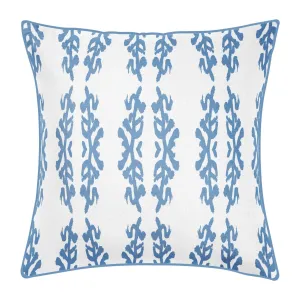 Coral Gardens Embroidered 22x22 Pillow in Blue