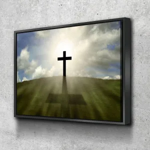 Cross On The Hill Wall Art - Christian Canvas Wall Art