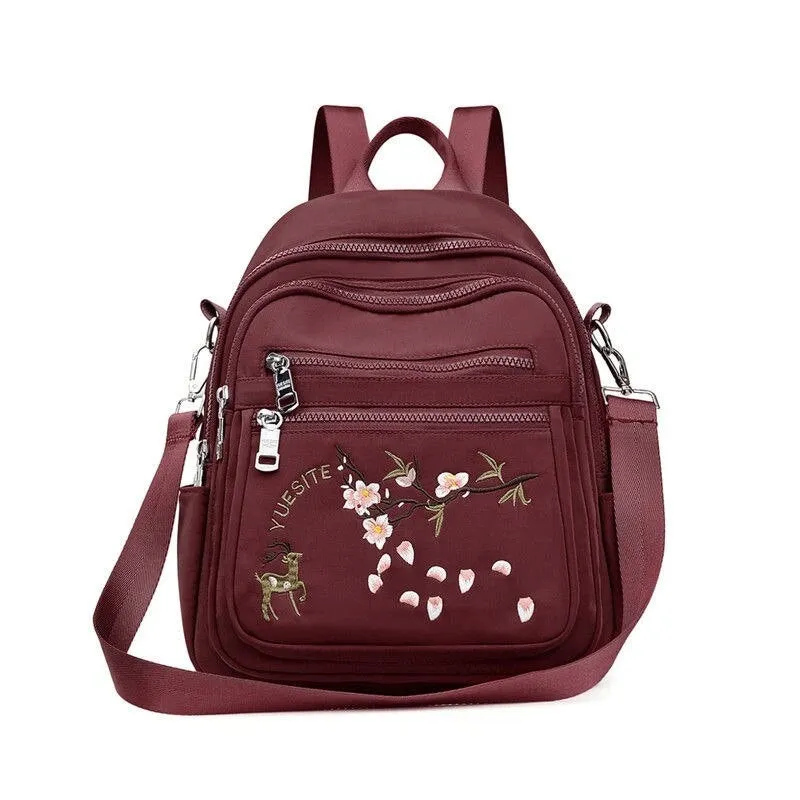 Fashion Embroidered Waterproof Female Shoulder Backpack