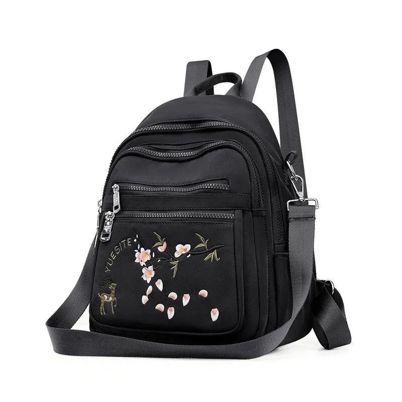 Fashion Embroidered Waterproof Female Shoulder Backpack