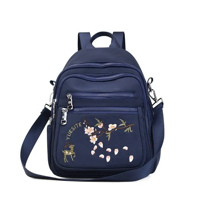 Fashion Embroidered Waterproof Female Shoulder Backpack