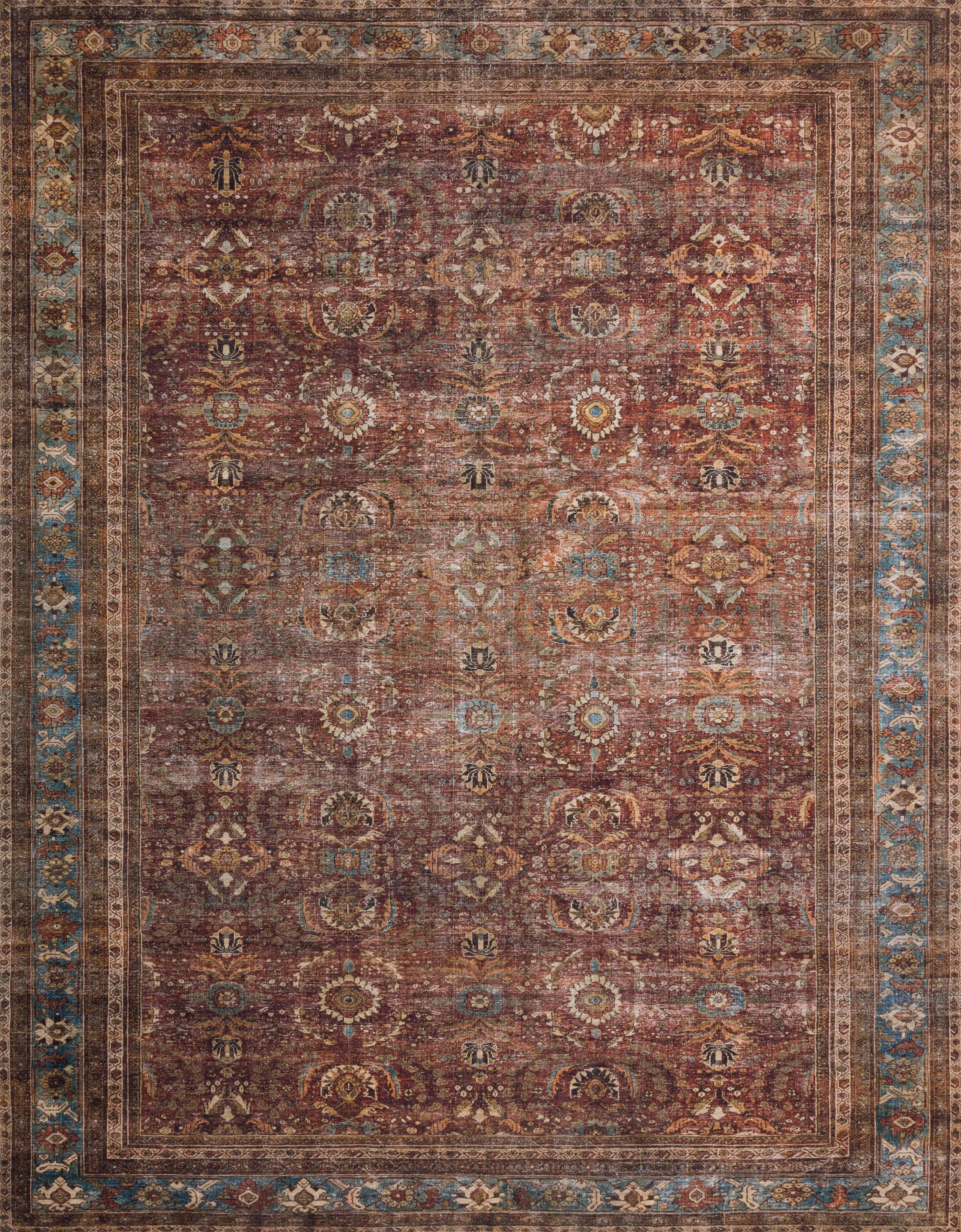 Layla Rug in Brick & Blue
