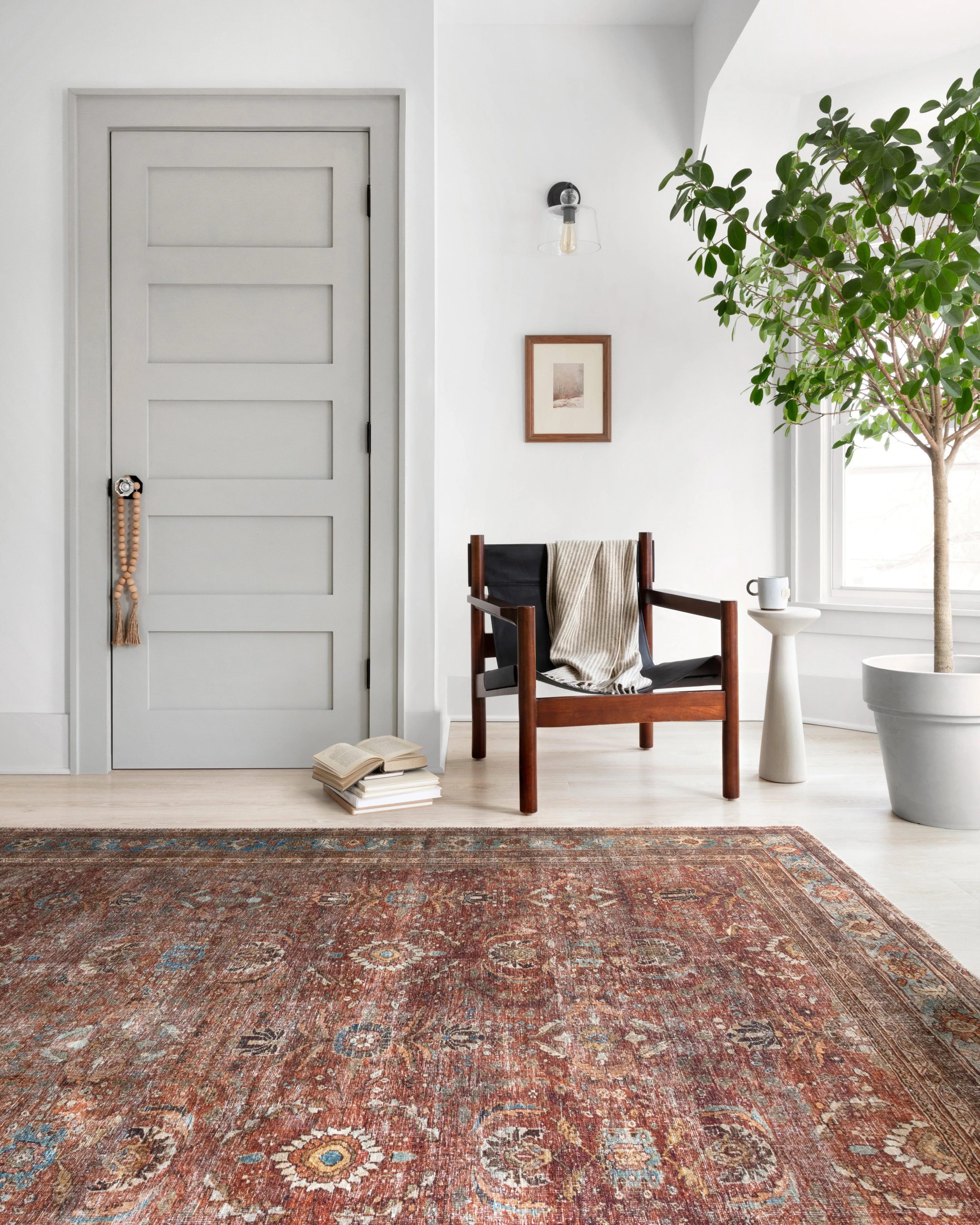 Layla Rug in Brick & Blue