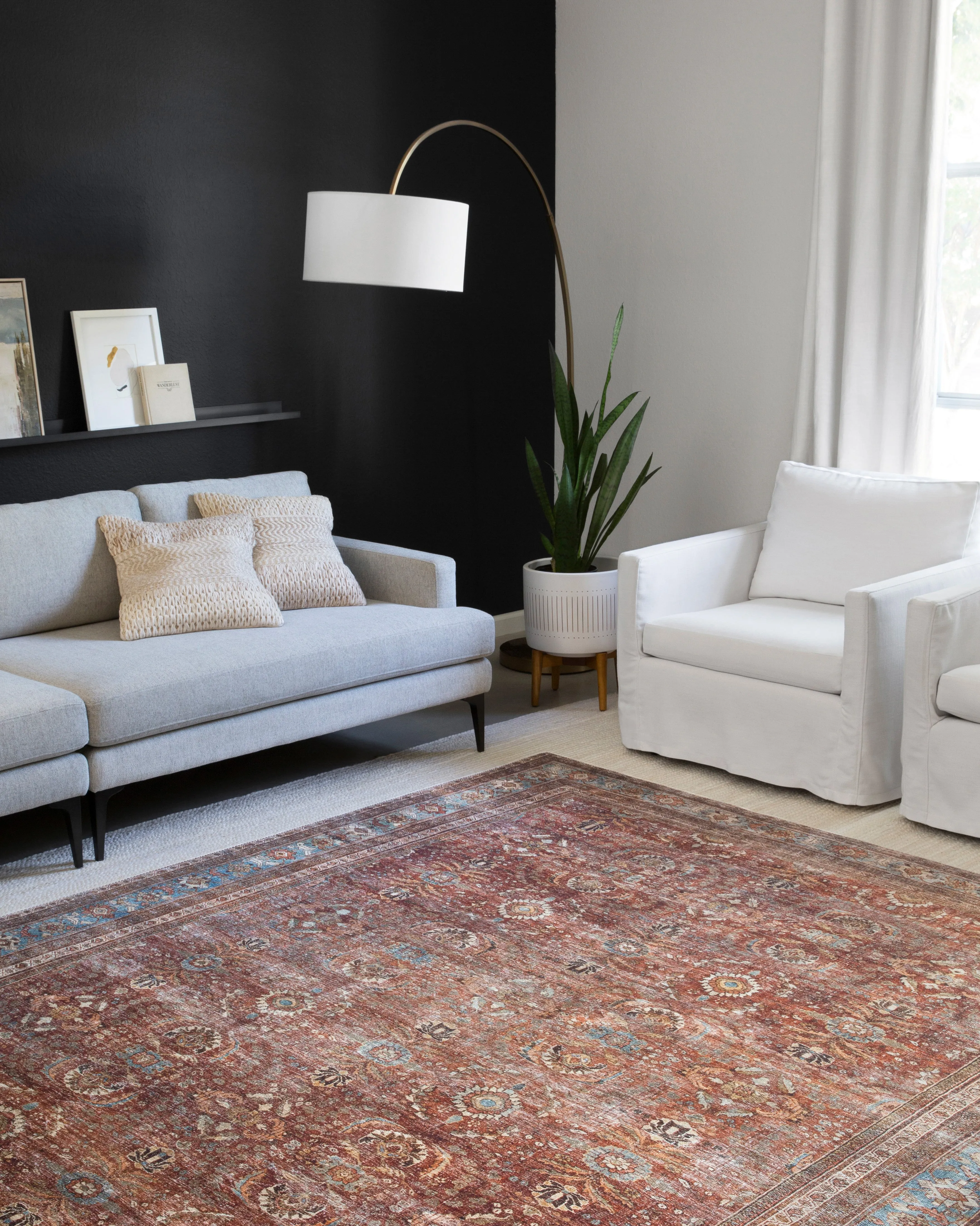 Layla Rug in Brick & Blue