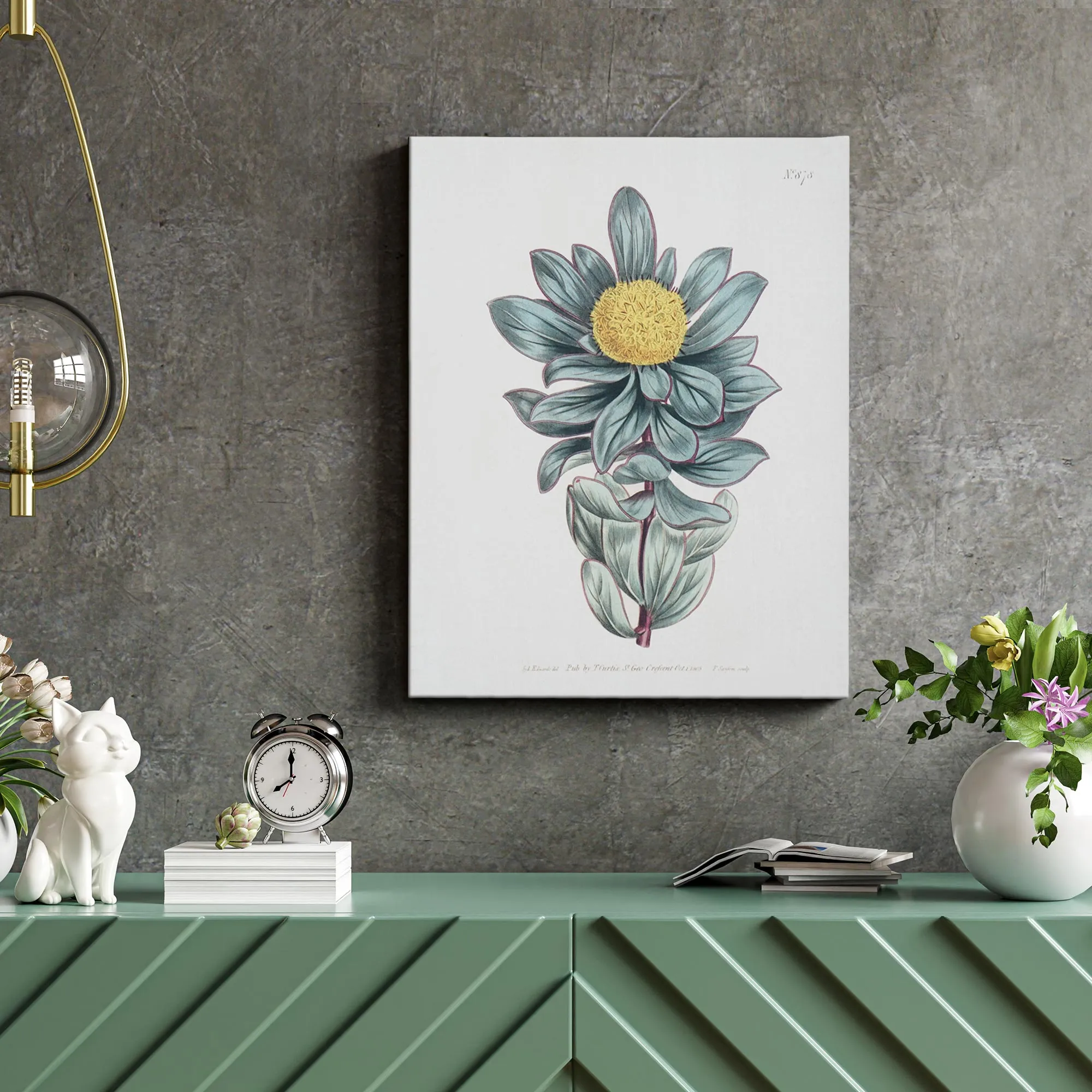 Leafy Green Dandelion Floral Canvas Wall Art Print - 11"x14"