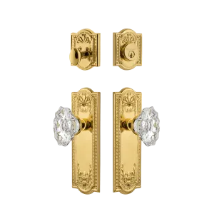 Meadows Entry Set with Chateau Crystal Knob in Unlacquered Brass