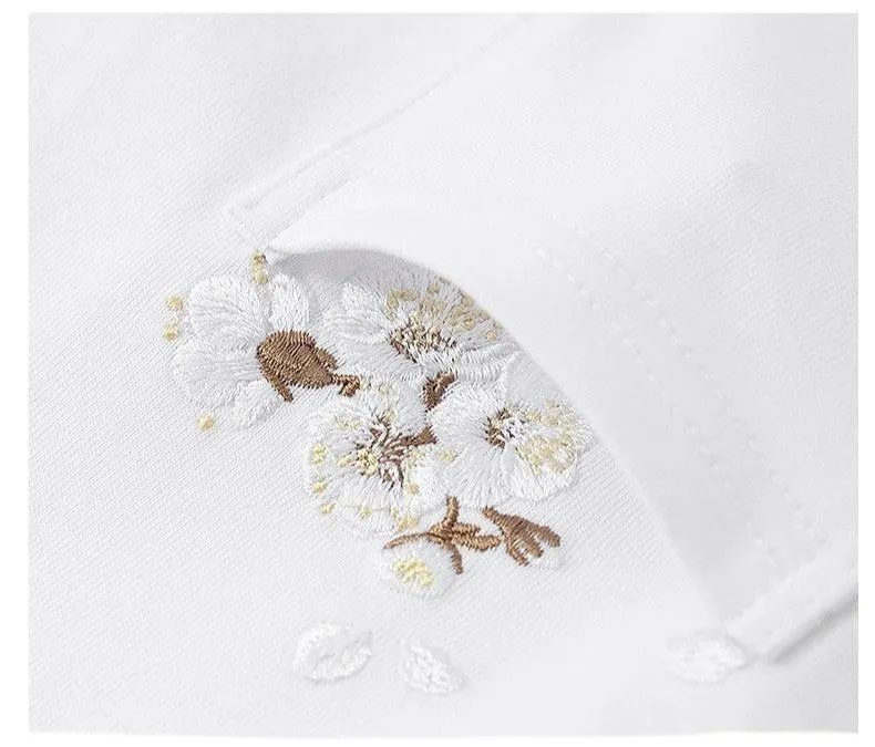 Men's Trendy Embroidery Flowers T-Shirt