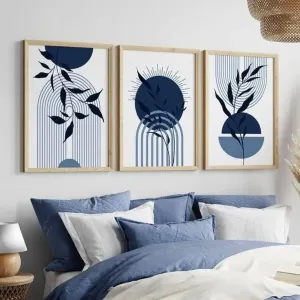 Modern Navy Blue Botanical wall art..