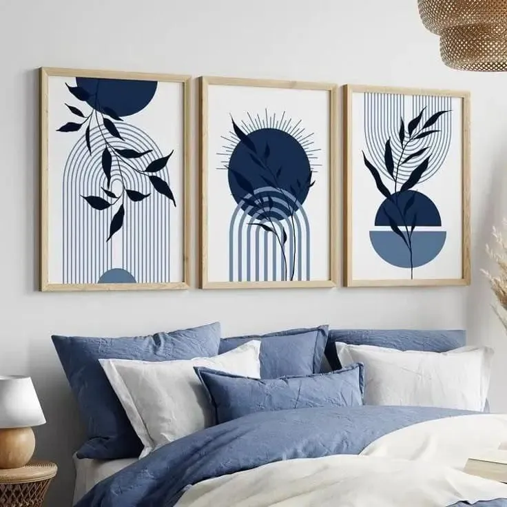 Modern Navy Blue Botanical wall art..