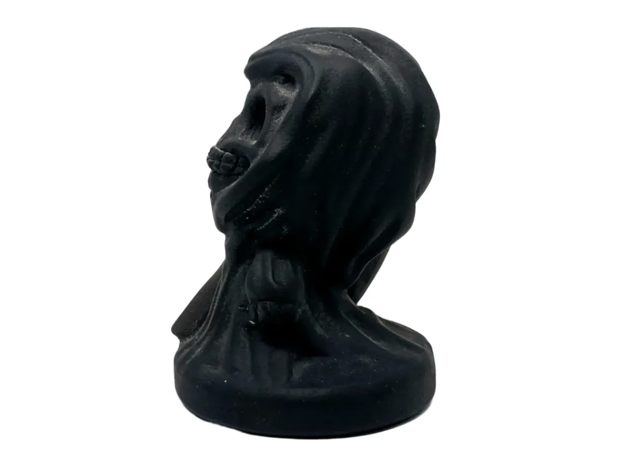 Obsidian Crystal Cartoon Style Grim Reaper Carving