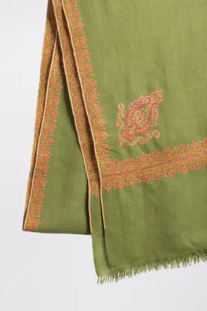 Olive Green Neemdaur Beautiful Luxury Cashmere Wrap - IDAHO