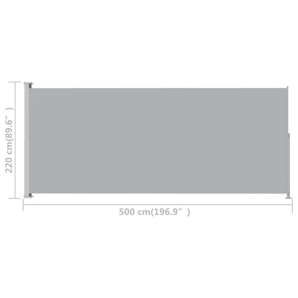 Patio Retractable Side Awning 220x500 cm Grey