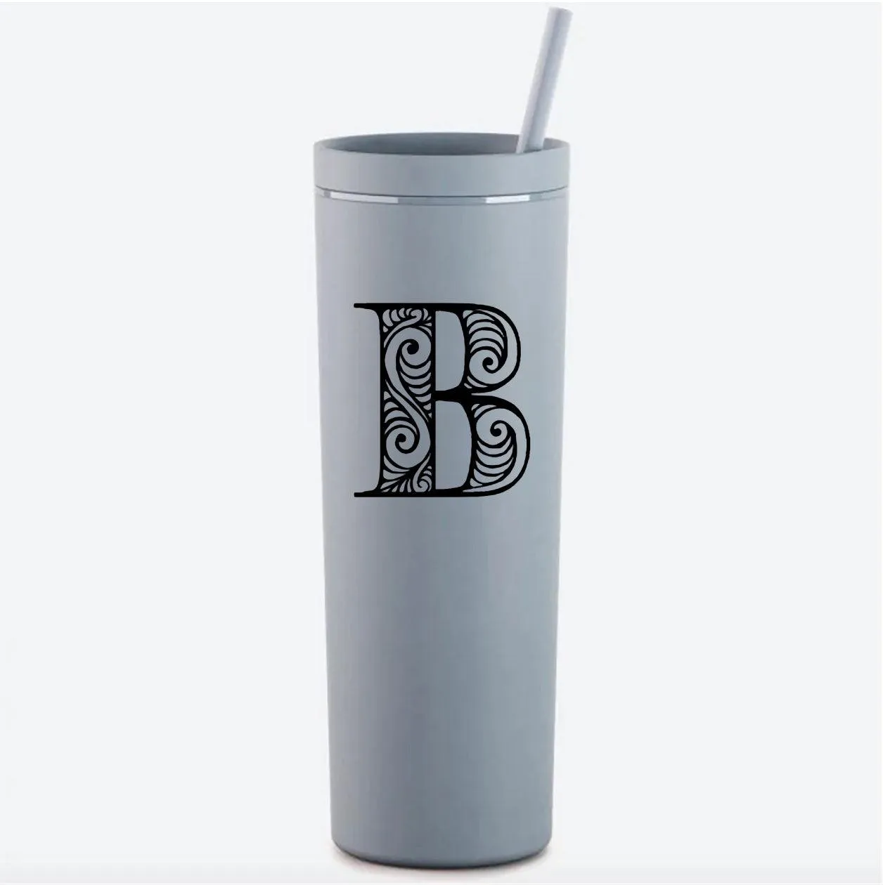 Personalized Dusty Blue UV Printed Skinny Tumbler - 18oz.