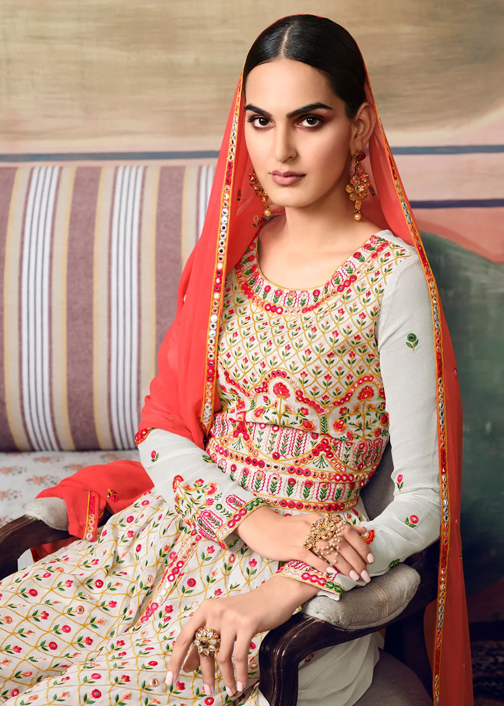 Powder Blue Designer Gharara Style Festive Sharara Suit