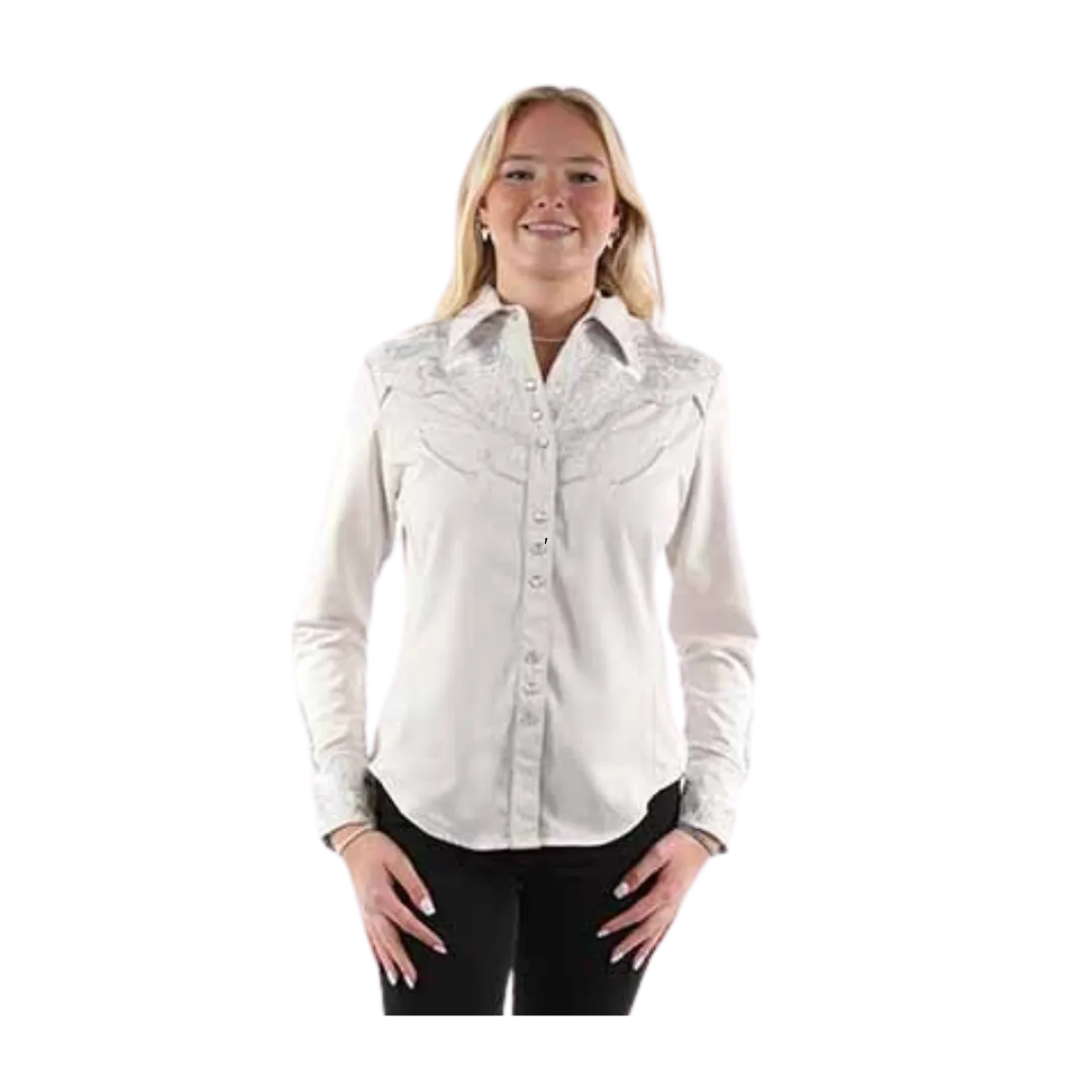 Scully Leather Women's Embroidered Light Grey Shirt