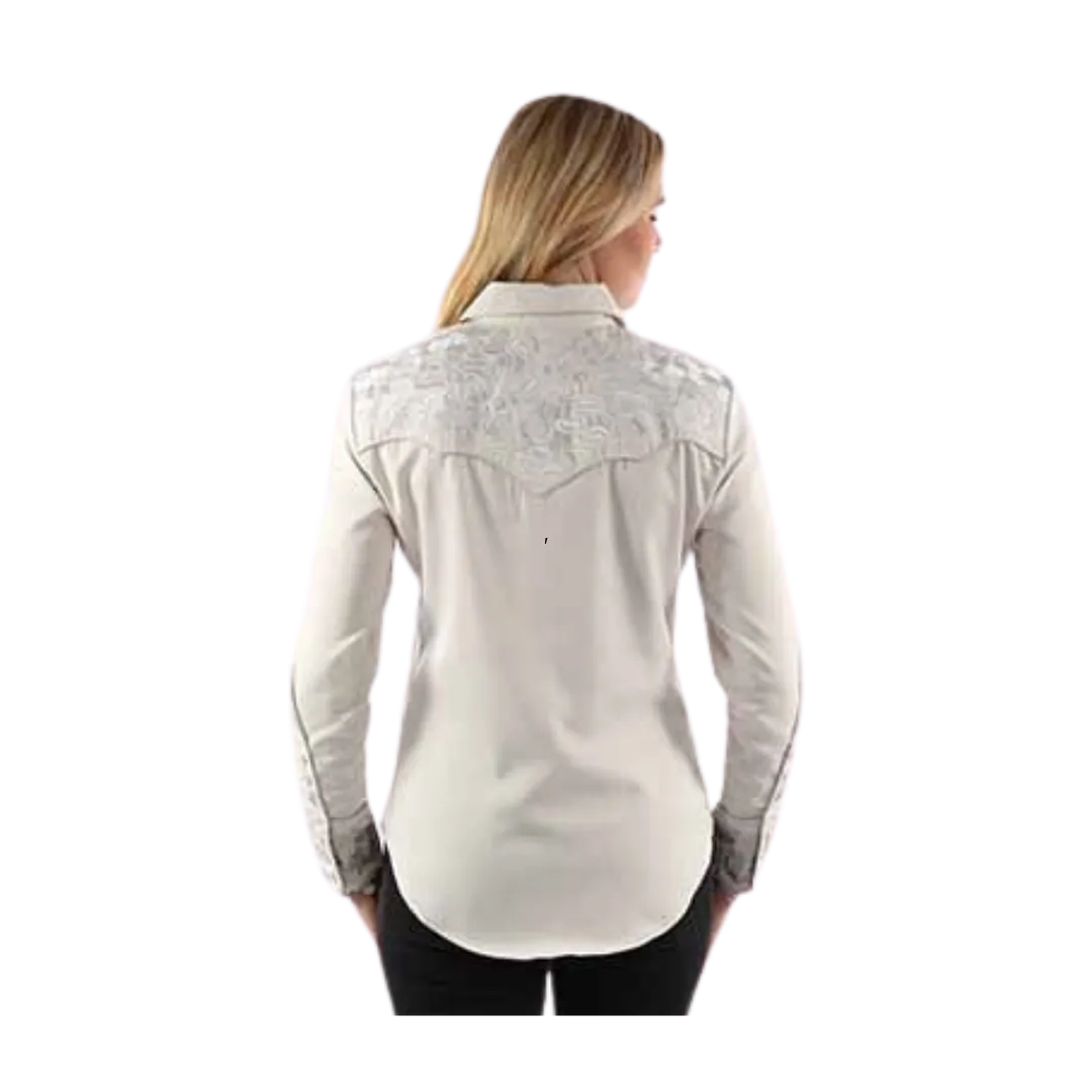 Scully Leather Women's Embroidered Light Grey Shirt