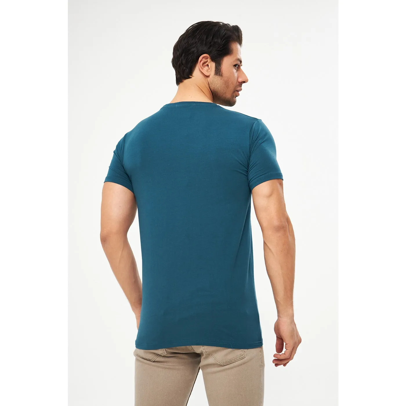 Teal Blue Graphic Printed Tshirt