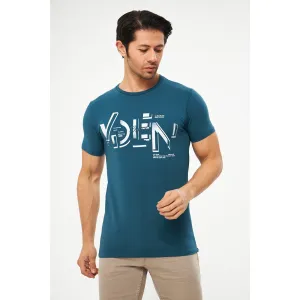 Teal Blue Graphic Printed Tshirt