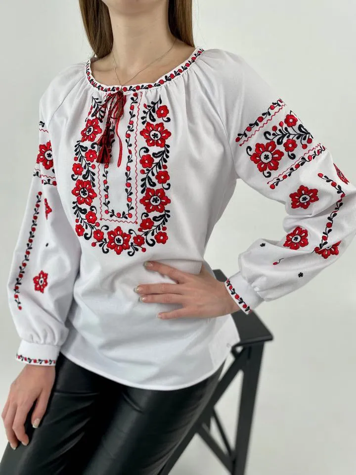 Ukrainian women's blouse with machine and hand embroidery - Panyanka