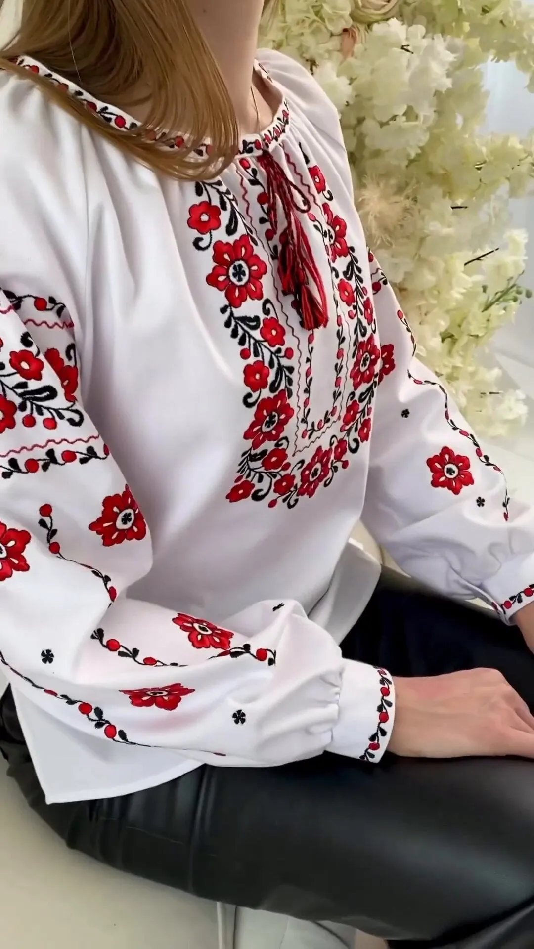 Ukrainian women's blouse with machine and hand embroidery - Panyanka