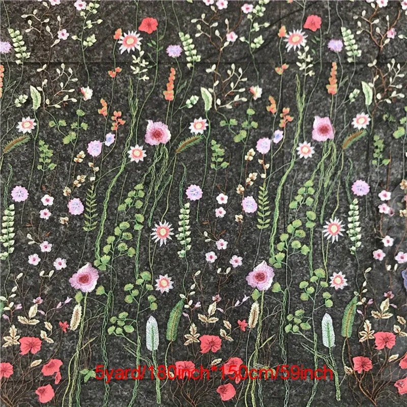Water Grass Embroidered Dress Fabric for DIY Fashionistas