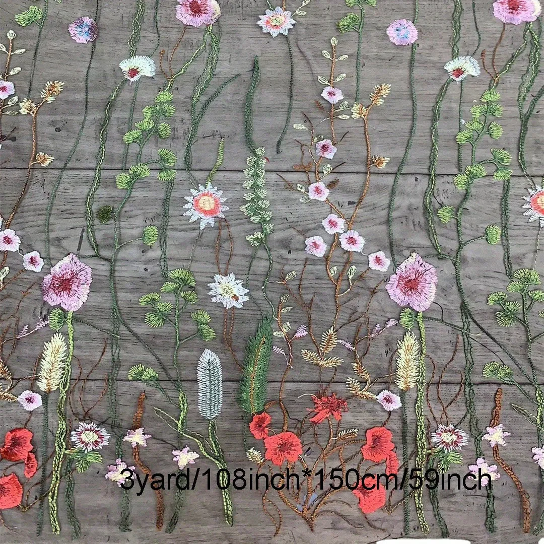 Water Grass Embroidered Dress Fabric for DIY Fashionistas