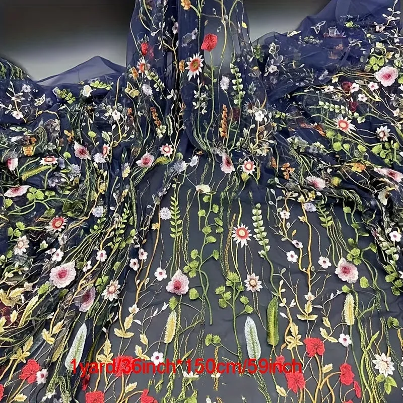 Water Grass Embroidered Dress Fabric for DIY Fashionistas