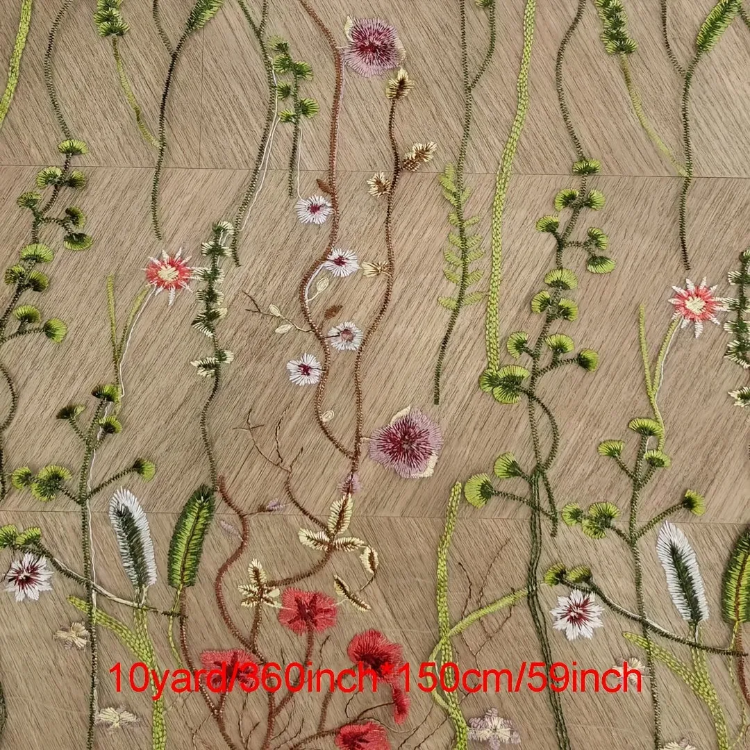 Water Grass Embroidered Dress Fabric for DIY Fashionistas