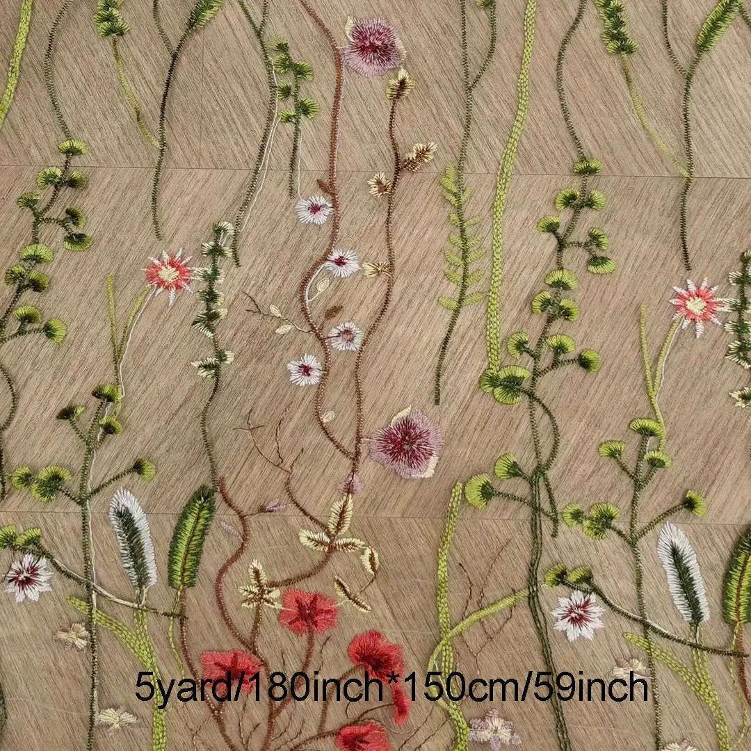 Water Grass Embroidered Dress Fabric for DIY Fashionistas