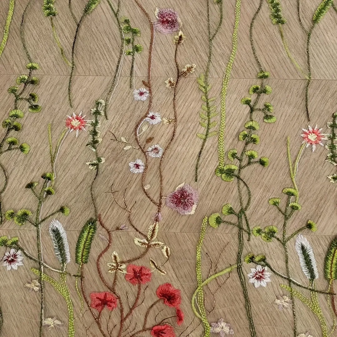 Water Grass Embroidered Dress Fabric for DIY Fashionistas